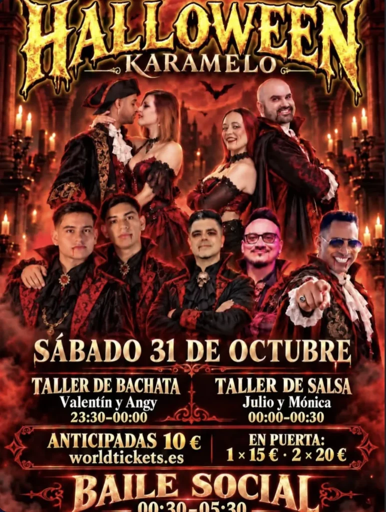 Flyer de Halloween Karamelo en Sala Cha3, sábado 31 de octubre