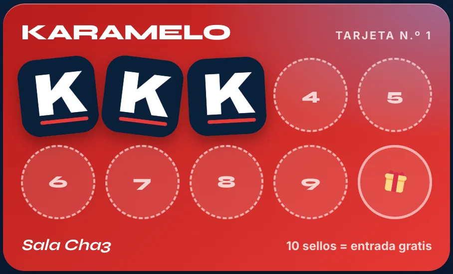 Tarjeta de sellos Karamelo con 3 de 10 sellos